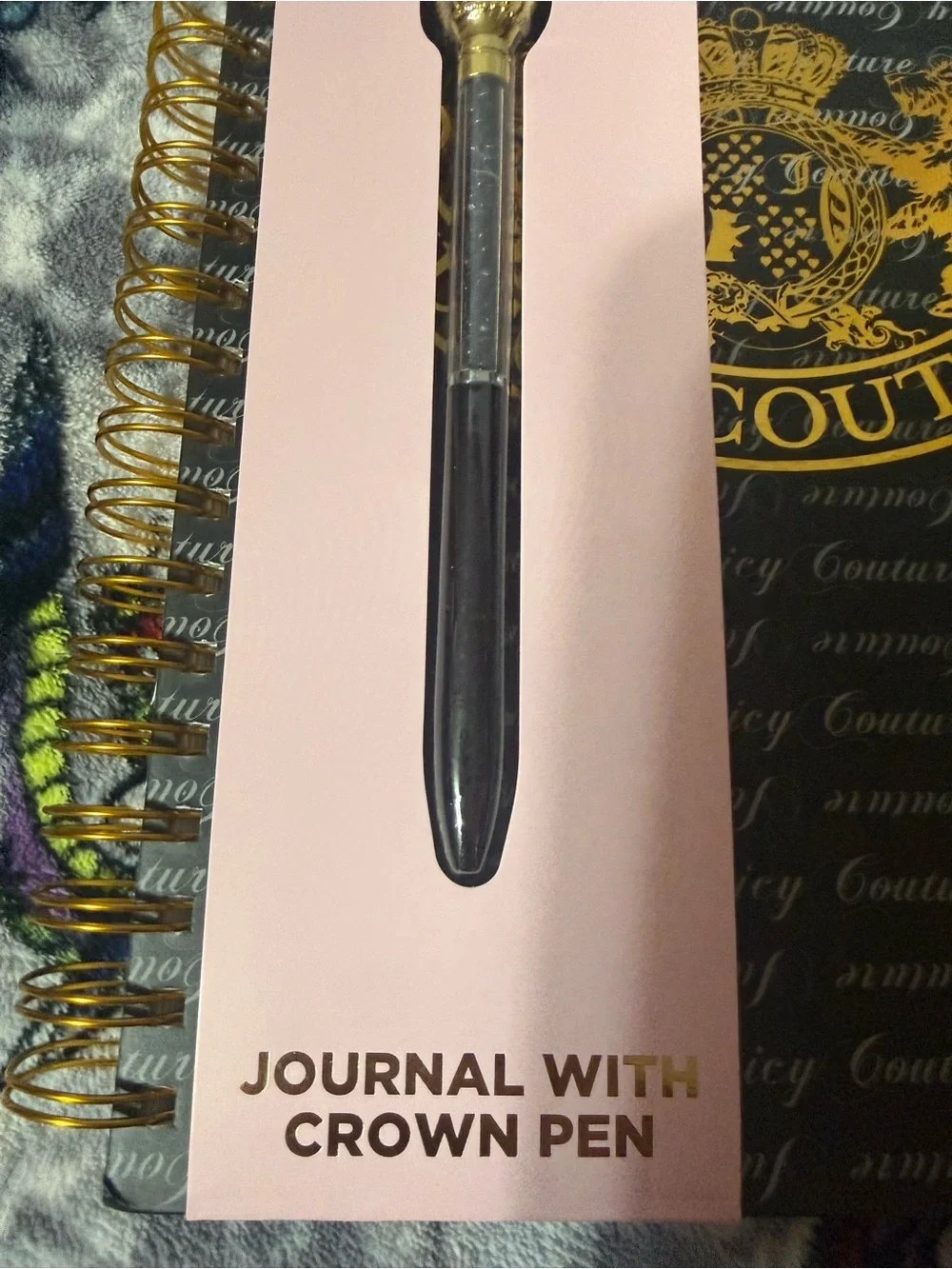Juicy Couture Black & Pink Journal with Gold Crown Pen